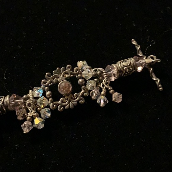 Handcrafted Lavender Crystal and Silver Bracelet - Picture 2 of 7